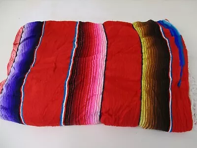 Mexican Blanket Throw Rug Multi Woven Stripe Picnic Festival Camping M102 • £22