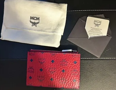 MCM Key Pouch Or Change Purse Visetos Ruby Red *NEW* • $150