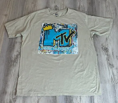 MTV Graphic T Shirt Y2K Tee Music Television Golden Era Men’s Size XL Beige • $6.57