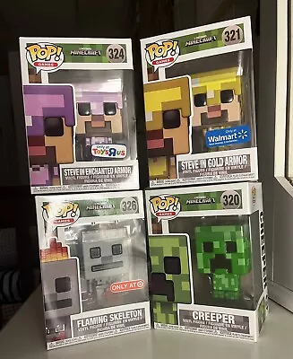 Minecraft Funko Pop OG Lot Of 4 For Cheap! Steve Creeper Skeleton Top Condition • $65