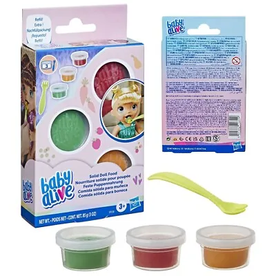 Baby Alive 3 Cans Solid Doll Food Refill Ages 3+ New Toy Colours Pretend Play • $12.82