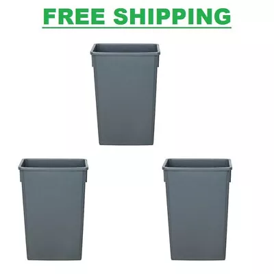 $110.70 • Buy (3/Pack) 23 Gallon Heavy-Duty Gray Slim Commercial Restaurant Kitchen Trash Can