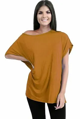 £12.39 • Buy Womens Plain Oversized Off Sholder Top Ladies Slash Neck Baggy Casual T-Shirt
