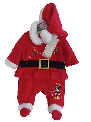 Santa Suit Newborn Baby Disney Minnie Mouse 7.5lb 3.4kg With Hat Xmas Gift Red • £12.99