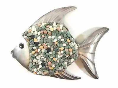  Metal Wall Art Decor Picture Sculpture - Pebble Fish 38cm • £29.99