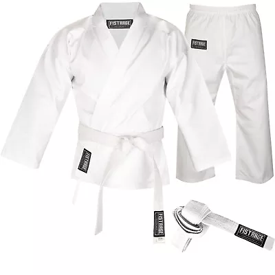 FISTRAGE Karate Gi 8 Oz Lightweight Uniform With Belt Soft Poly Cotton Fabric • $23.99