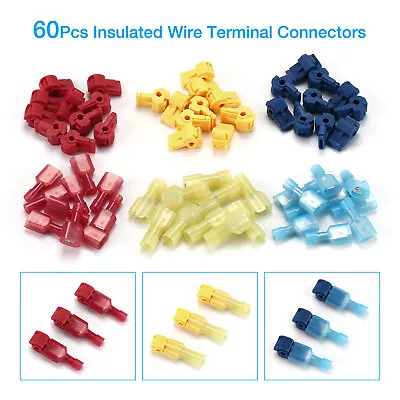 60-240Pcs Quick Splice T-Tap Insulated Crimp Terminals Kit Wire Connectors US • $8.99