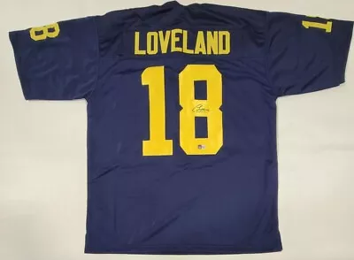 Colston Loveland Signed Blue Michigan Wolverines Jersey Natl Champs Beckett COA • $69.99