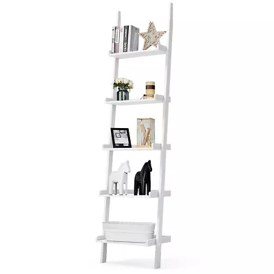 5 Tiers Ladder Rack Wall Display Shelf Stand Home Office Storage Shelving Unit • £49.95