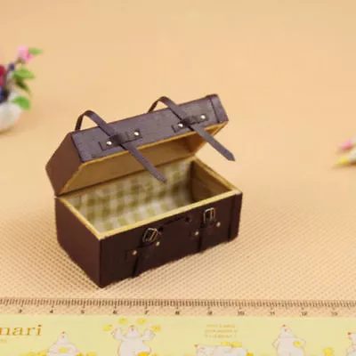 Dollhouse Miniature Furniture 1:12 Vintage Wood Suitcase Mini Luggage Box Case • $4.07