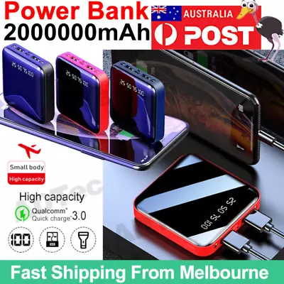 $27.77 • Buy Mini 2000000mAh Power Bank Portable 2 USB LED Fast Charger External Battery Pack