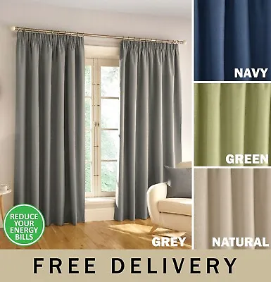 Harvard Linen Look Thermal 100% Blackout Energy Saving Tape Top Curtain • £110.99
