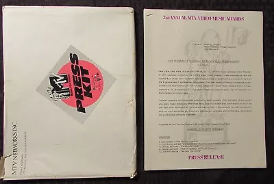 1985 MTV 2nd Annual Video Music Awards VMA's PRESS KIT & Program VF- In Envelope • $200.25