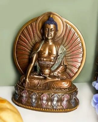 Bodhisattva Shakyamuni Meditating Buddha On Lotus Throne With Fire Sun Disc • $37.99