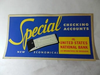 Vintage Advertising Sign- United States National Bank Trolley Poster/ Sign-bank • $95