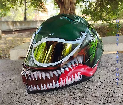 GREEN VENOM  Custom  Airbrushed   Motorcycle Helmet • $339