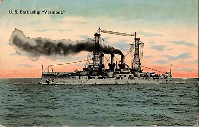 Vintage Postcard U.S. Battleship Vermont                                   P-205 • $12.95