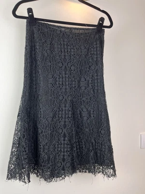 £22 • Buy Bazar Christian Lacroix Distressed Black Lace Skirt Size 8 /36 Club Punk Vintage