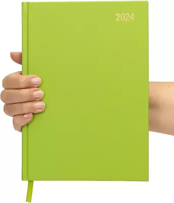 2024 Diary A4 Week To View Diary Office Full Year Planner Hardback Lime • £3.99