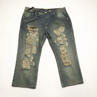 Agile Jeans Men's Size 42x26 Blue Slim Straight Distressed Acid Wash Denim Jeans • $19.24