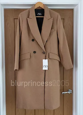 ZARA Coat Wool Camel Blend Tailored Double Breasted Masculine XS S M L XL XXL • $191.67