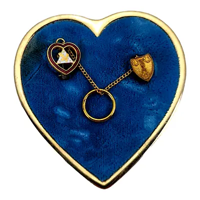 Vintage WOTM Women OF The Moose Pins Charm Heart Shaped Blue Brooch Circa 1970's • $12.99