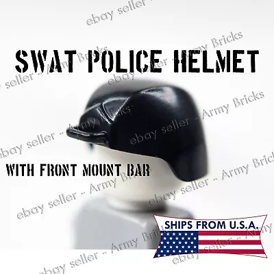 SWAT Police Tactical Helmet With Front Mount Bar - CUSTOM Brick Weapons - BLACK • $2.53