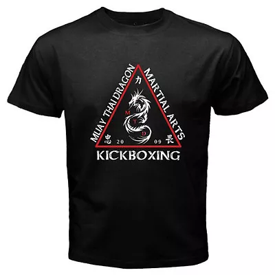 New Dragon Muay Thai MMA Kick Boxing Logo Men's Black T-Shirt Size S To 5XL • $17.98