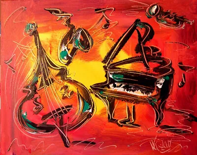 JAZZ MUSIC  Mark Kazav  Abstract Modern CANVAS Original Oil Painting • $57.77