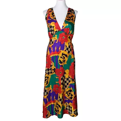 Vintage 80s Val Mode Lingerie Maxi Slip Dress Size M Nightgown Mardi Gras USA • $50