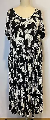 Torrid Disney Mickey Mouse & Friends Black Jersey Midi Dress 2 Plus • $65