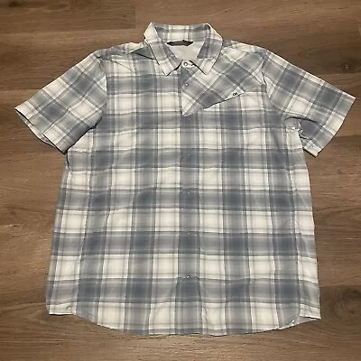 Outdoor Research Astroman Sun Shirt Mens XL Gray Plaid Vented SPF Snap Short • $32.87