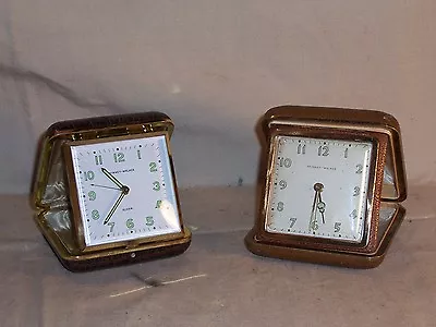 Lot Of 2 Vintage Phinny Walker Travel Alarm Clock Fold-Up Hard Case  • $28.95