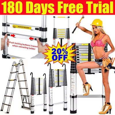 £3 • Buy 2.6-6.2M Heavy Duty Aluminium Telescopic Folding Ladder Multi-Purpose Extendable