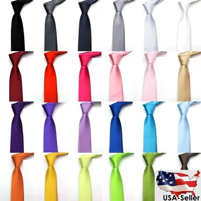 New Men's Dress Tie Solid Color Classic Neck Tie Necktie Wedding  Formal USA • $8.78