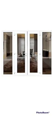 White Upvc French Doors+ Side Panels Locks Handles Maximum 2400mm Width Glass • £1150