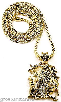 Rasta Lion Necklace Jamaican Reggae New Pendant & 36 Inch 4mm Franco Style Chain • $39.99