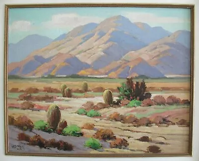 Walter Farrington Moses Framed Vtg. Orig. Desert Oil Painting - Mt. San Jacinto • $1350