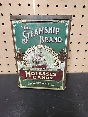 Vintage The Steamship Brand Molasses Candy Tin Can By Stewart & Young Glasgow • $9.99