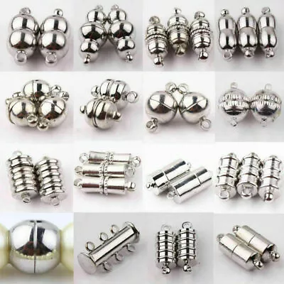 10X Silver Plated Tone Strong Magnetic Clasp Hooks Necklace Findings Jewelry DIY • $4.21