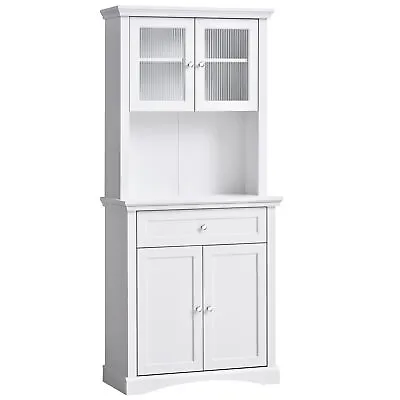£149.99 • Buy HOMCOM Kitchen Cupboard Storage Cabinet With Drawer, Doors And Shelves, White