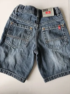 Vtg SOUTHPOLE 90's Boys Shorts Size 5 Blue Denim RN82628 Faded Flat Front Relax • $18.99