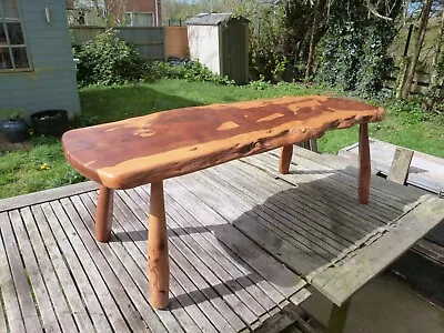 Vintage Yew Wood Coffee Table By D.webster Rustic Single Plank Handmade • £39.99