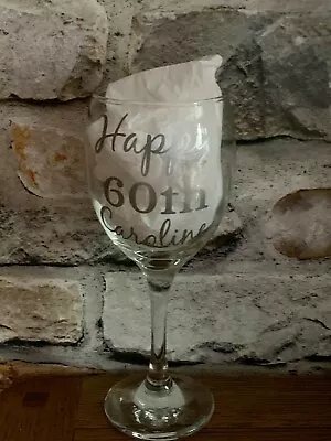 Birthday Personalised Wine Glass Any Name Any Age 30th 40th 50th 60th • £8