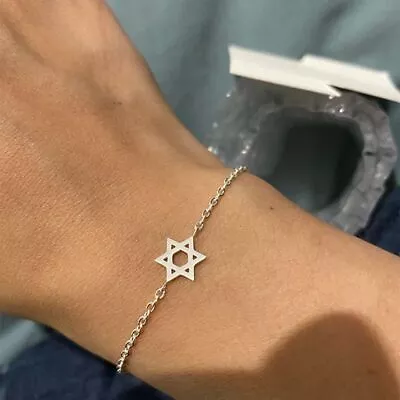 Bracelet Star OF David Stainless Steel Chain Pulseras Vintage Charm Femme Jewish • $29.99