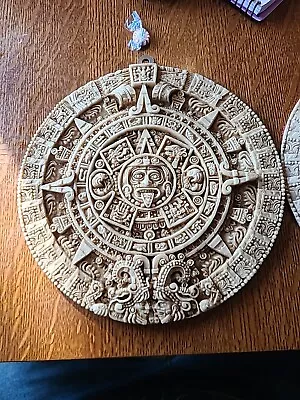 Traditional Aztec Sun Stone Calendar Mayan Mexico Plaque Art  11  01 • $19.99