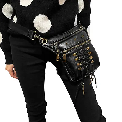 Steampunk Gothic Mini Waist Bag Women Leather Motorcycle Leg Drop Bag • $28