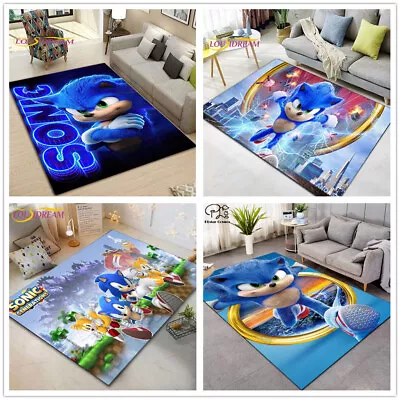 Kids Boys Carpet 3D Sonic Rug Anti-Slip Doormat Bedroom Carpet Floor Mats Gift • £12