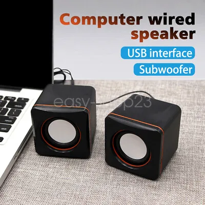 USB 3.5mm Jack Wired PC Computer Speakers Stereo Bass For Desktop PC Laptop • £8.72