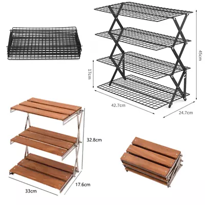 Folding Camping Storage Rack Picnic Table Platform Shelf Portable Outdoor Rack • $40.35